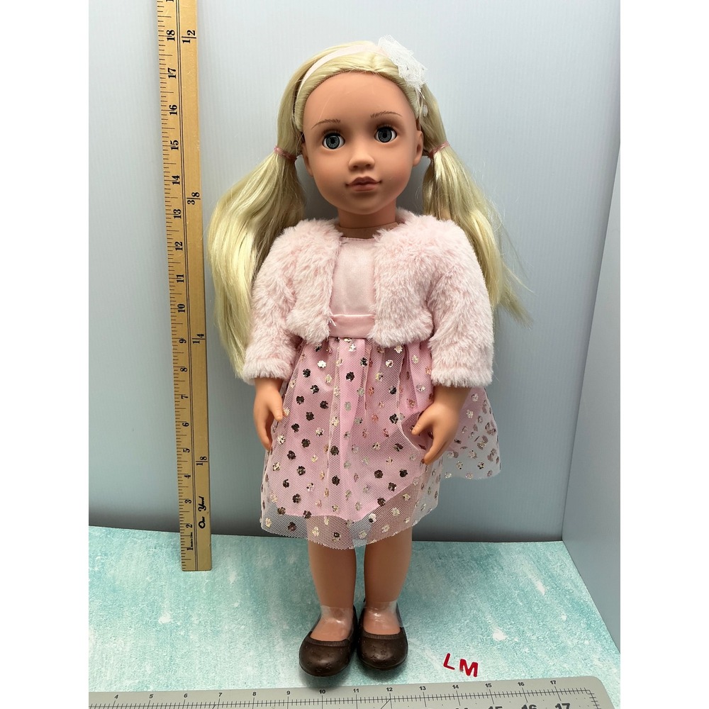 Our Generation Doll Blonde Hair Blue Eyes Pink Dress Outfit 18 Inches‎